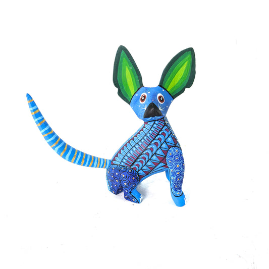 Alebrije Chihuahua Grecas Zapotecas Azul Anillado