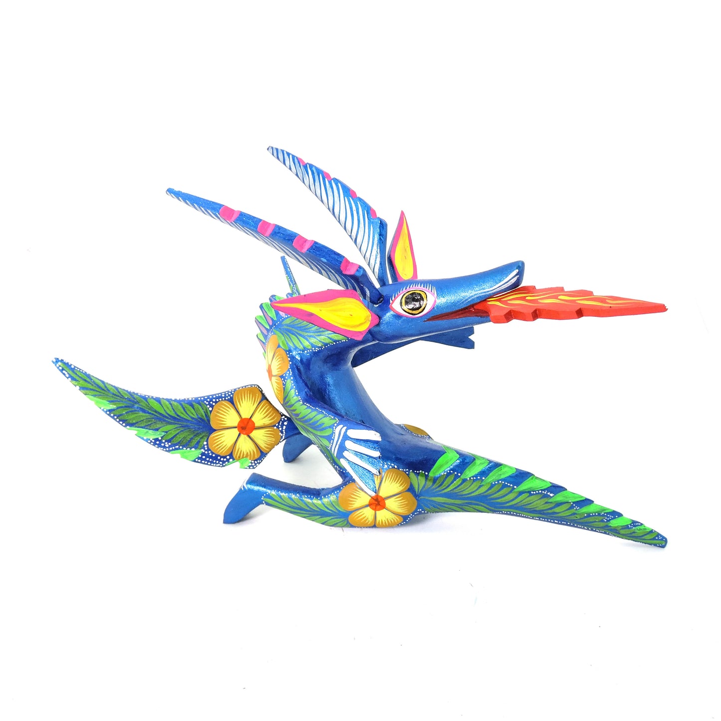 Dragon Sentado Grande Azul Metálico