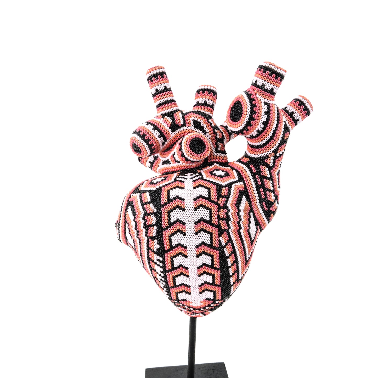 Corazon Wixarica Rosa Pastel Huichol