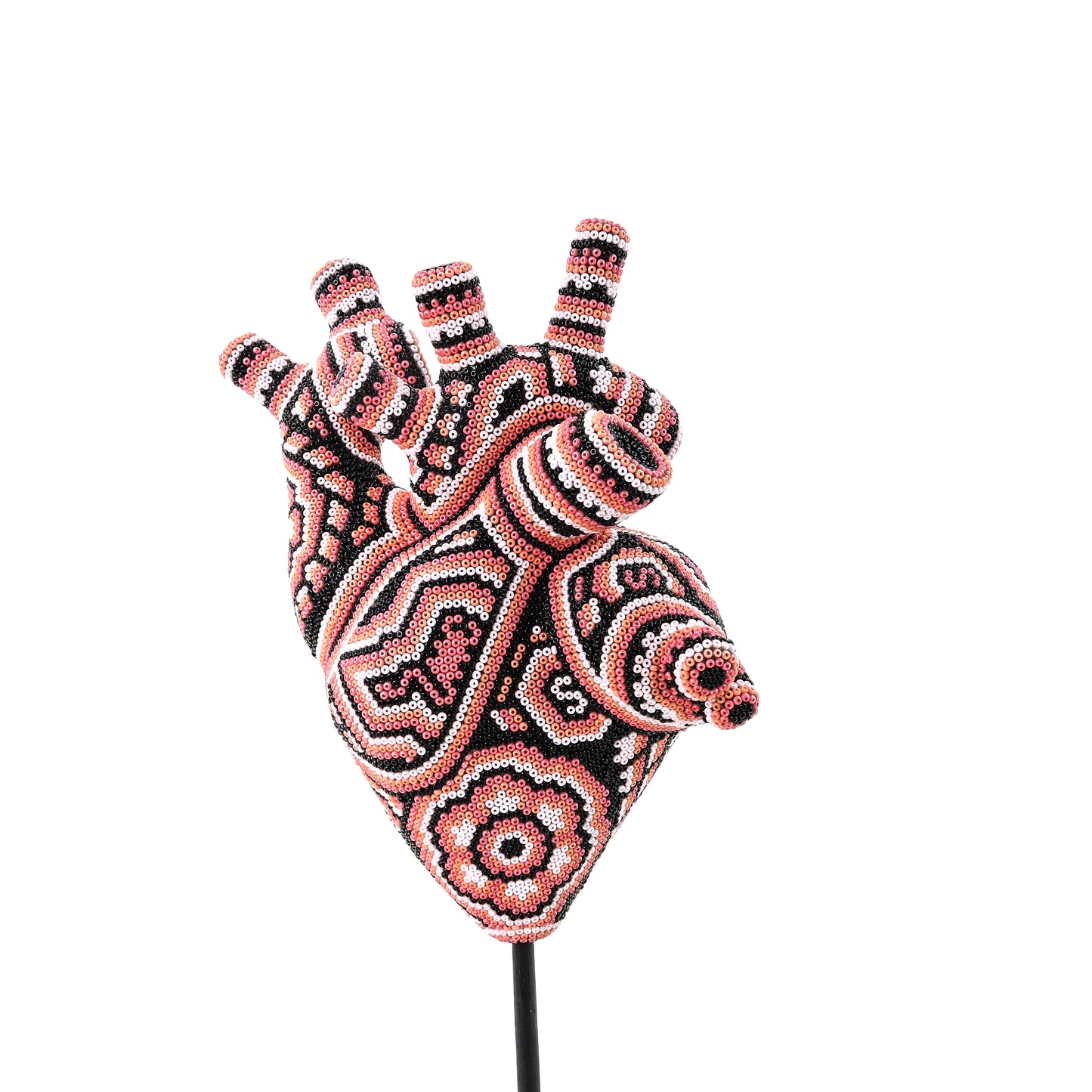 Corazon Wixarica Rosa Pastel Huichol