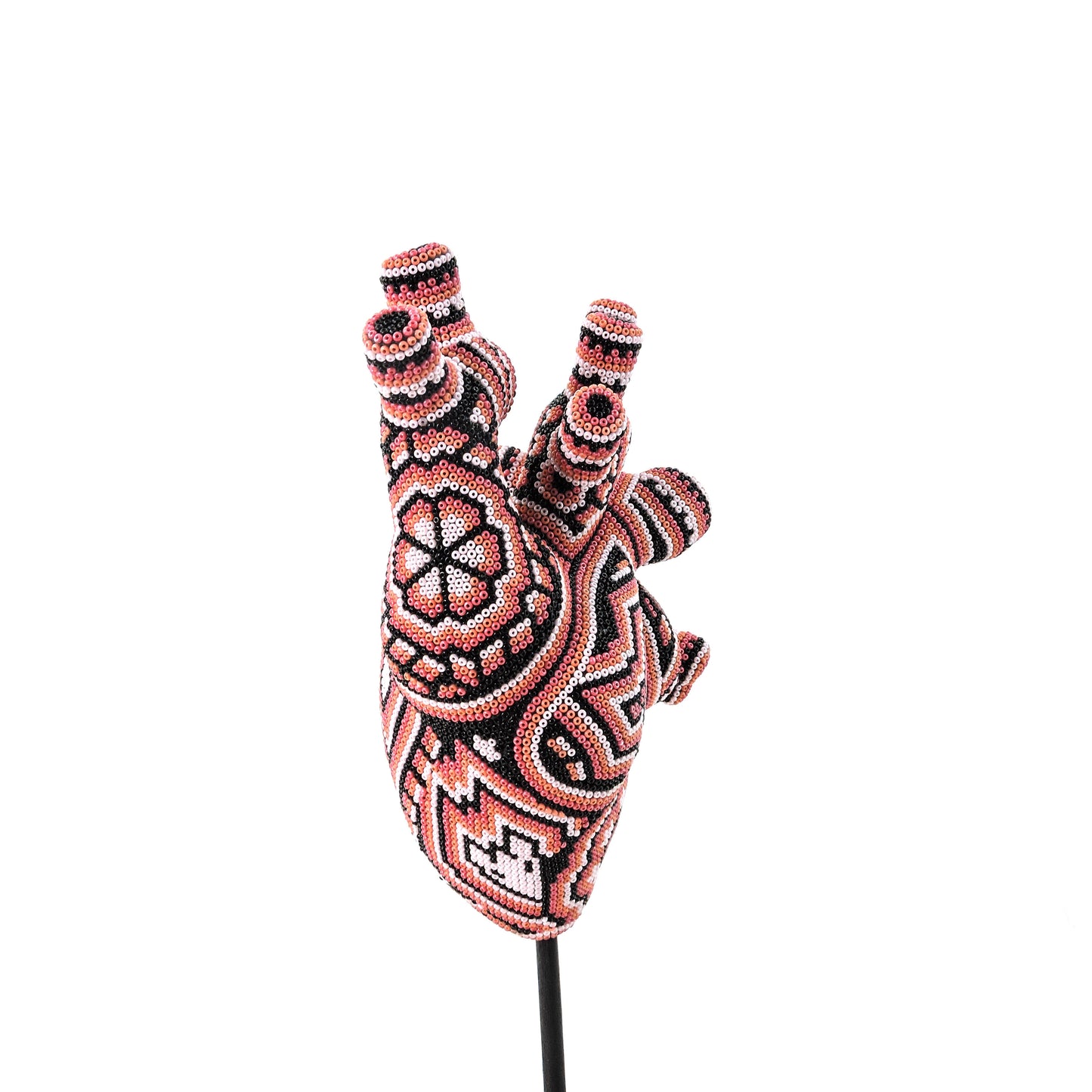 Corazon Wixarica Rosa Pastel Huichol