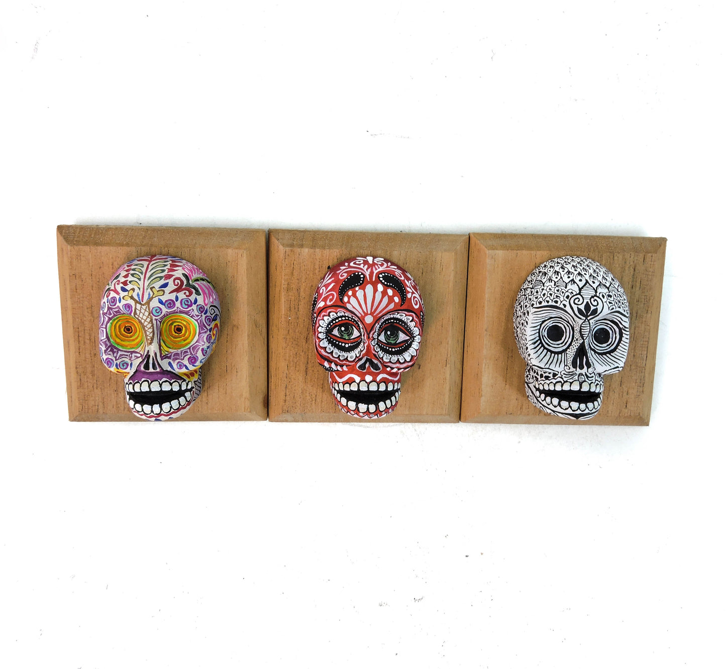 Set de tres calaveras de pared Alebrije