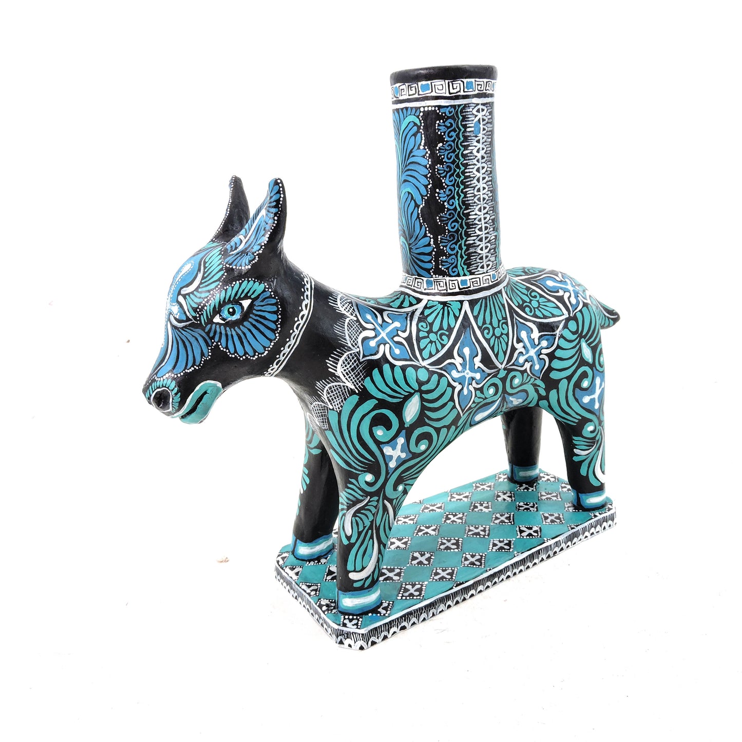 Candelabro Mula Azul con Grecas