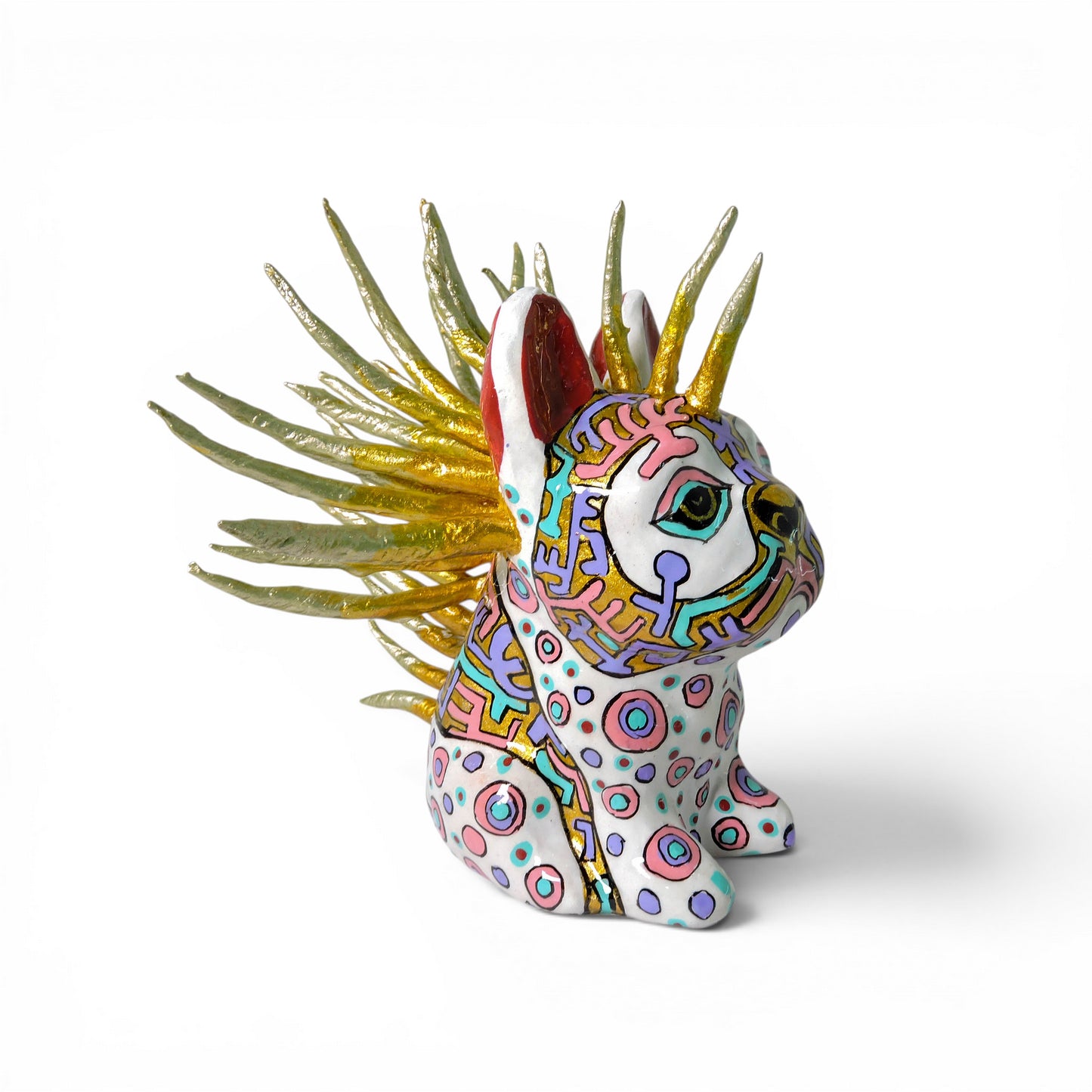 Bulldog con puas blanco y rosa