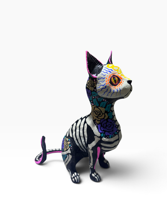Gato Rosas Moradas