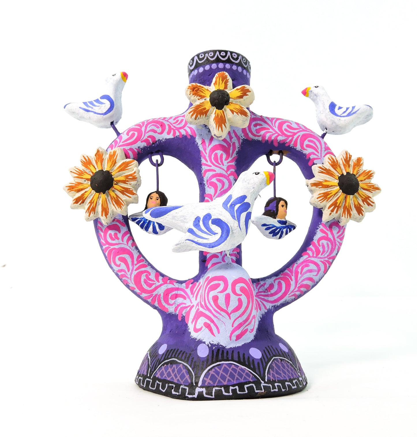 Candelabro Angeles y Palomas Morado