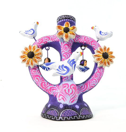 Candelabro Angeles y Palomas Morado