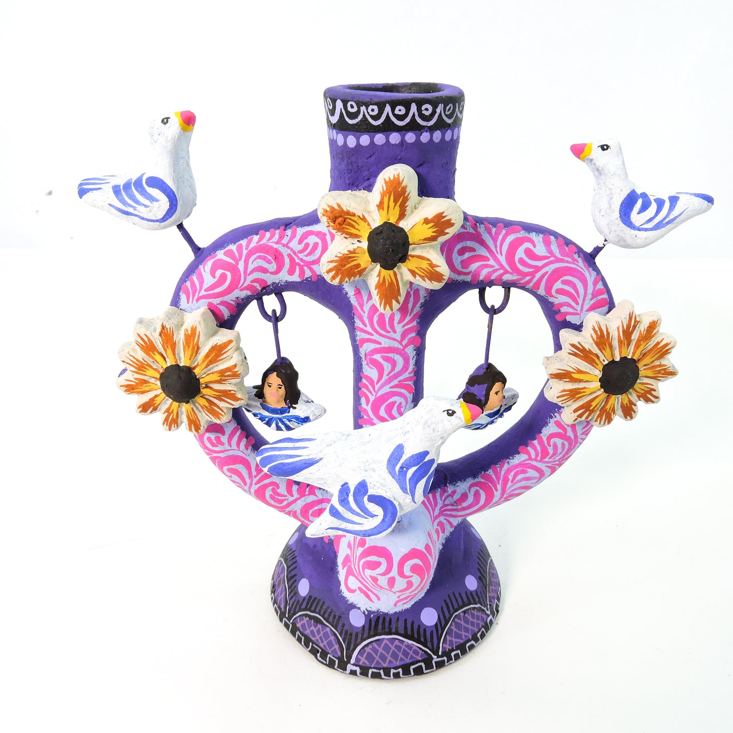 Candelabro Angeles y Palomas Morado