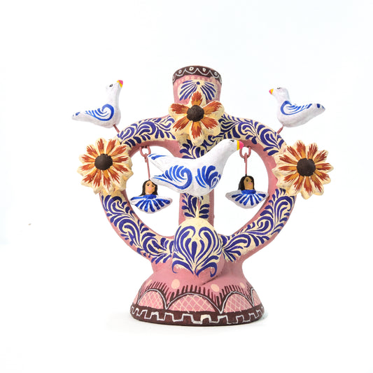 Candelabro Angeles y Palomas Rosa