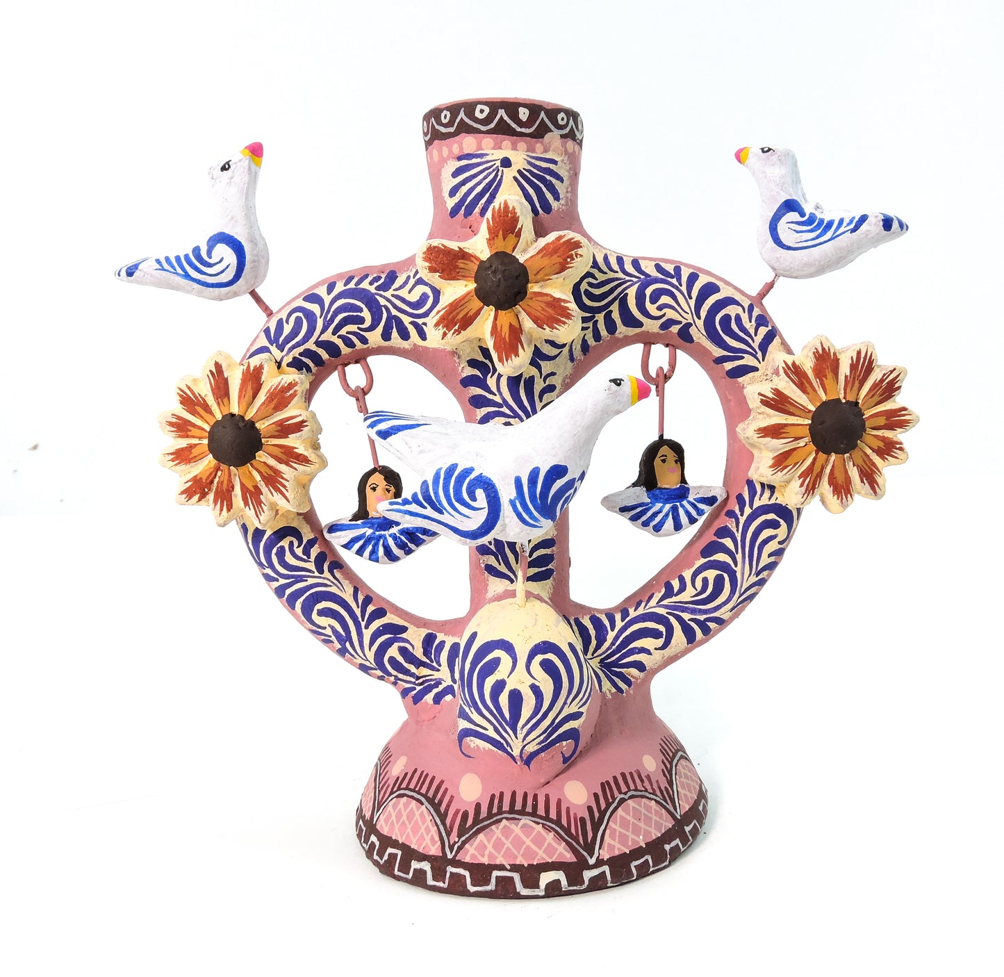 Candelabro Angeles y Palomas Rosa