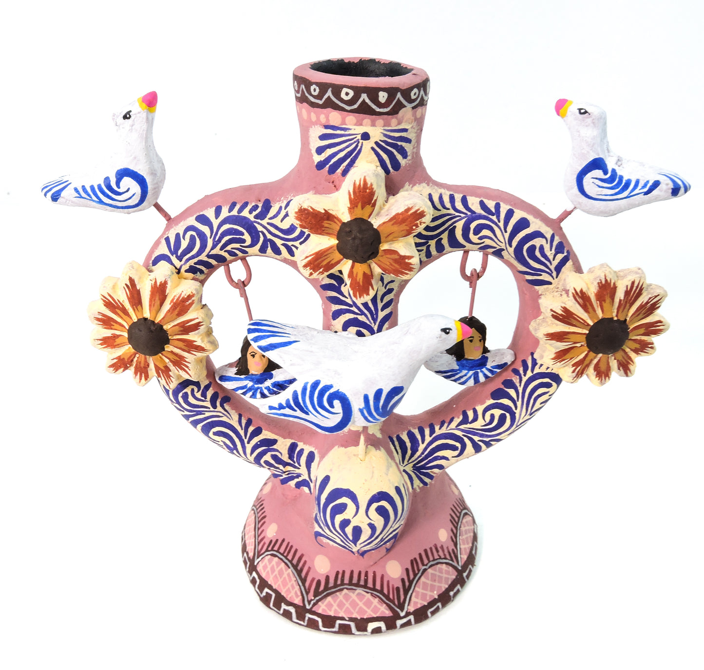 Candelabro Angeles y Palomas Rosa