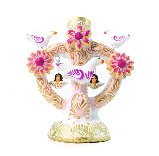 Candelabro Angeles y Palomas Blanco