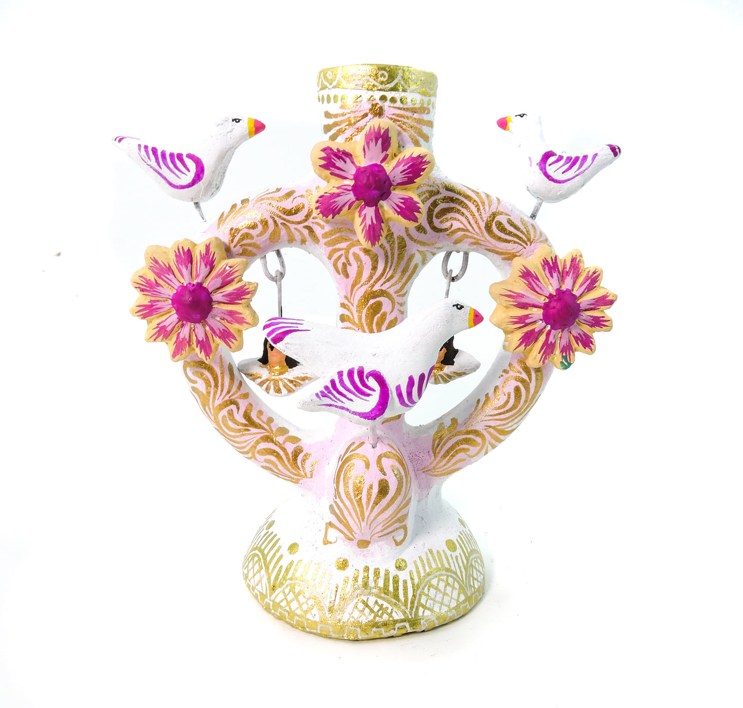 Candelabro Angeles y Palomas Blanco