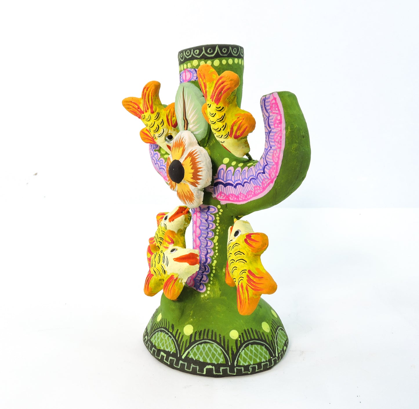 Candelabro Vara Peces Verde