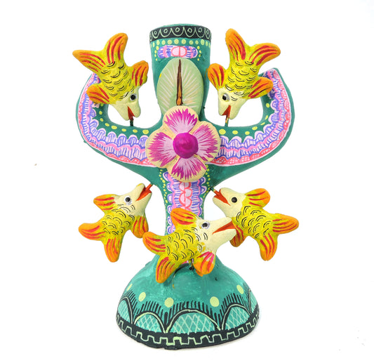 Candelabro Vara Peces Verde Aqua